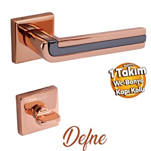 Defne Lüx Bakır Gold Kare Rozetli Wc-banyo Kapısı Uyumlu Kapı Kolu Sağ Ve Sola Uygun Kolları 1 Takım