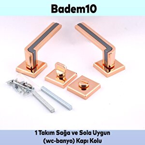 Defne Lüx Bakır Gold Kare Rozetli Wc-banyo Kapısı Uyumlu Kapı Kolu Sağ Ve Sola Uygun Kolları 1 Takım
