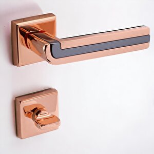 Defne Lüx Bakır Gold Kare Rozetli Wc-banyo Kapısı Uyumlu Kapı Kolu Sağ Ve Sola Uygun Kolları 1 Takım