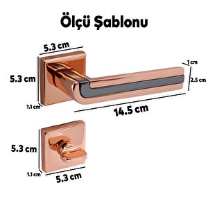 Defne Lüx Bakır Gold Kare Rozetli Wc-banyo Kapısı Uyumlu Kapı Kolu Sağ Ve Sola Uygun Kolları 1 Takım