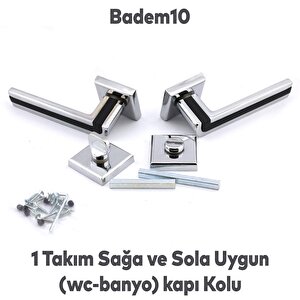 Defne Lüx Krom Mat Siyah Kare Rozetli Wc Kapısı Kapı Kolu Sağa Ve Sola Uygun Kapı Kolları 1 Takım