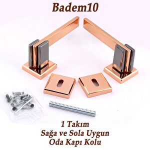 Fulya Lüx Bakır Füme Kare Rozetli Oda Uyumlu Kapı Kolu Sağa Ve Sola Uygun Kapı Kolları 1 Takım