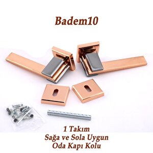 Fulya Lüx Bakır Füme Kare Rozetli Oda Uyumlu Kapı Kolu Sağa Ve Sola Uygun Kapı Kolları 1 Takım