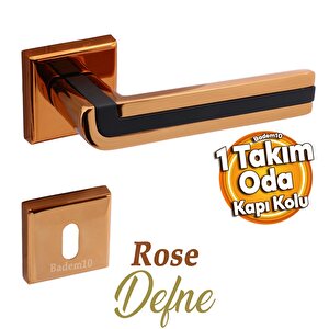 Defne Lüx Rose Gold Kare Rozetli Oda Kapısı Uyumlu Kapı Kolu Sağa Ve Sola Uygun Kolları 1 Takım