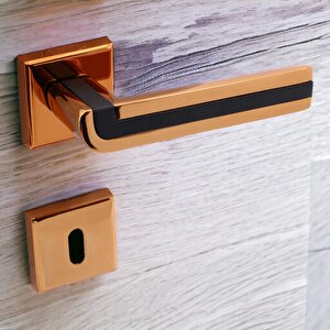 Defne Lüx Rose Gold Kare Rozetli Oda Kapısı Uyumlu Kapı Kolu Sağa Ve Sola Uygun Kolları 1 Takım