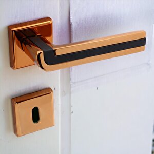 Defne Lüx Rose Gold Kare Rozetli Oda Kapısı Uyumlu Kapı Kolu Sağa Ve Sola Uygun Kolları 1 Takım
