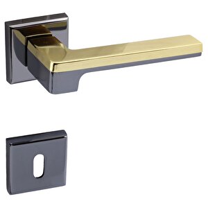 Defne Lüx Füme Gold Kare Rozetli Oda Kapısı Uyumlu Kapı Kolu Sağa Ve Sola Uygun Kapı Kolları 1 Takım