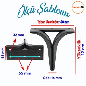 Begonya Lüks Mobilya Kanepe Sehpa Tv Ünitesi Oturma Grubu Koltuk Ayağı Baza Ayakları Siyah 12 Cm
