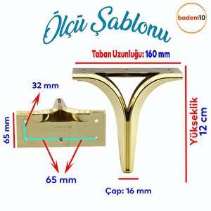 Begonya Lüks Mobilya Kanepe Sehpa Tv Ünitesi Çekyat Oturma Grubu Koltuk Ayağı Baza Ayak Altın 12 Cm