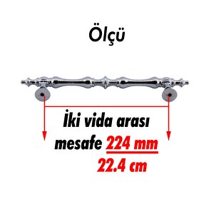 Şehzade Kulp Mobilya Mutfak Dolabı Çekmece Dolap Kulpları Kapak Kulpu Kulbu Krom 224 Mm Metal