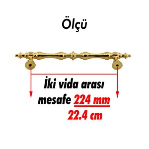 Şehzade Kulp Mobilya Mutfak Dolabı Çekmece Dolap Kulpları Kapak Kulpu Kulbu Gold 224 Mm Metal