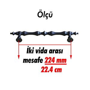 Şehzade Kulp Mobilya Mutfak Dolabı Çekmece Dolap Kulpları Kapak Kulpu Kulbu Siyah 224 Mm Metal