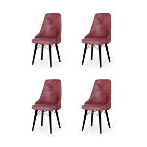 4 Adet Elif Serisi Nubuk Kumaş Siyah Ahşap Gürgen Ayaklı Mutfak Sandalyeleri
