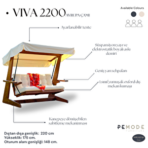 VİVA 2200 ÜÇ KİŞİLİK AHŞAP BAHÇE SALINCAĞI