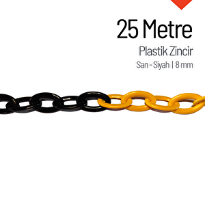 Plastik Zincir 8mm Sarı-siyah 25 M