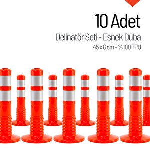 10`lu Delinatör Set 45 X 8 Cm %100 Tpu, Esnek Duba