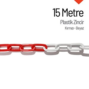 Plastik Zincir Kırmızı-beyaz 15 M