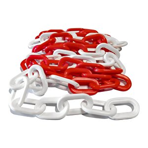 Plastik Zincir Kırmızı-beyaz 15 M