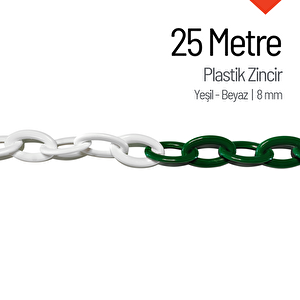Plastik Zincir 8mm Yeşil-beyaz 25 M