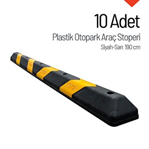 10'lu Plastik Oto Park Araç Stoperi 190 Cm Siyah-sarı