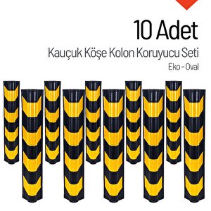 Kauçuk Otopark Köşe Kolon Koruyucu, Koruma Eko-oval Onlu Set