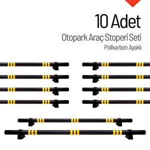 Oto Park Araç Stoperi Polikarbon Ayaklı 200x13cm 70mm 10 Adet İndirimli Set