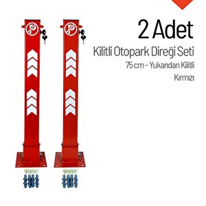 Kilitli Otopark Direği 75 Cm, Park Bariyeri 2li Set