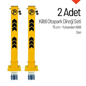 Kilitli Otopark Direği 75 Cm, Park Bariyeri 2li Set