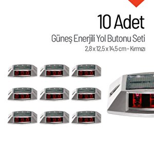 10'lu Set Kırmızı Solar Yol Butonu 3x3 Ledli