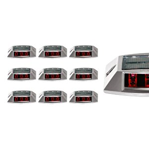 10'lu Set Kırmızı Solar Yol Butonu 3x3 Ledli
