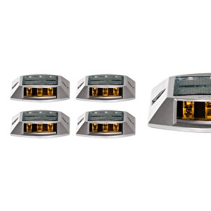 5'li Set Sarı Solar Yol Butonu 3x3 Ledli