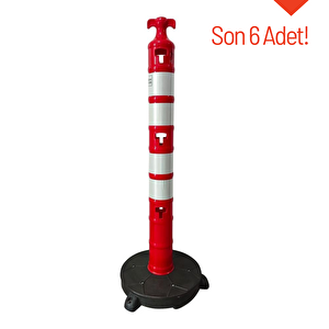 Plastik Ağırlıklı Kırmızı Uyarı Dikmesi, 4 Reflektifli - 120 X 11 Cm