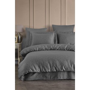 Laura Home Tencel Jakar Nevresim Takımı Çift Kişilik - Lienzo Antrasit