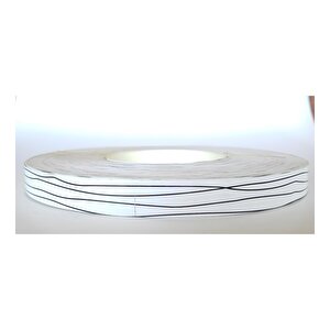Kenar Bandi Pvc Tutkalsiz 22mm*080mm 150mt Parlak Yağmur Beyaz Si̇yah Çi̇zgi̇li̇