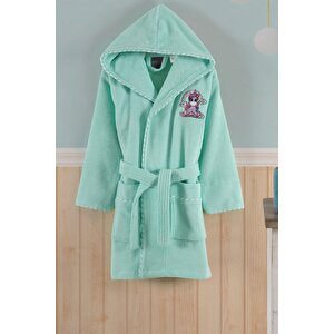 Bambu Nakışlı Çocuk Bornozu - Unicorn Mi̇nt-7-8 Yaş