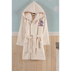 Bambu Nakışlı Çocuk Bornozu - Unicorn Krem-7-8 Yaş