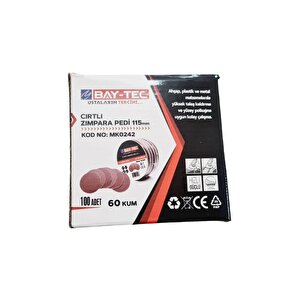 Bay-tec Cırtlı Deliksiz Disk Zımpara V115 60 Kum | Kusursuz Pürüzsüzlük | 50 Adet