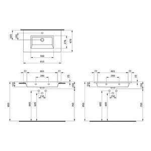 Milano Etajerli Lavabo 80 Cm Mat Siyah