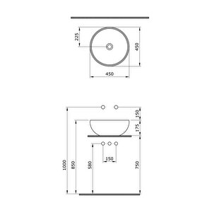 Venezia 45 Cm Çanak Lavabo Mat Kahve