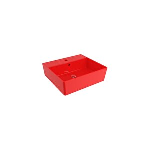 Milano 50 Cm Çanak Lavabo Batarya Delikli Parlak Kırmızı