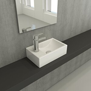 Milano Dar Sol Lavabo 37 Cm Parlak Beyaz