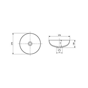 Slim Line Yuvarlak Lavabo 38 Cm Mat Siyah