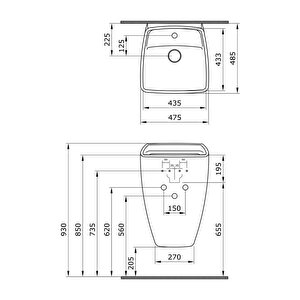 Bocchi Firenze Asma Monoblok Lavabo Parlak Beyaz