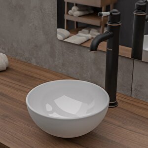 Slim Li̇ne Vessel Yuvarlak Mini Lavabo 26 Cm Parlak Beyaz