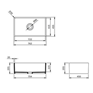 Bocchi Lavello 76 Cm Mutfak Eviyesi Mat Antrasit