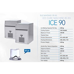 Iceinox Ice 90 Küp Buz Makinesi Kendinden Hazneli - 90 Kg/gün