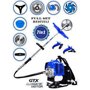 Blue G-tec Teknoloji 20 HPX Magnatec Motor 7 İN 1 Sırt Tipi Tırpan Ot Çim Çalı Biçme Makinası Aparat Hediyeli