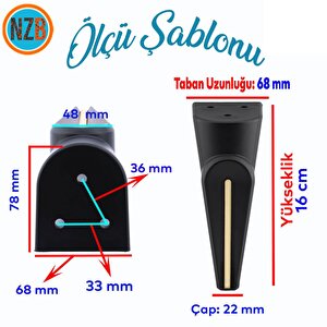 Mobilya Kanepe Sehpa Çekyat Tv Ünitesi Koltuk Ayağı Baza Ayak Siyah Sarı Altın 16 Cm