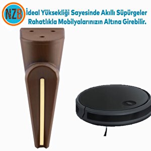 Mobilya Kanepe Sehpa Çekyat Tv Ünitesi Koltuk Ayağı 16 Cm Ahşap Desenli Kahverengi Baza Ayak