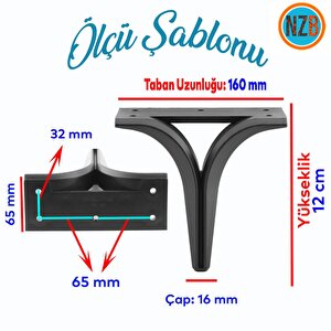 Mobilya Kanepe Sehpa Tv Ünitesi Çekyat Oturma Grubu Koltuk Ayağı Baza Ayak Siyah 12 Cm